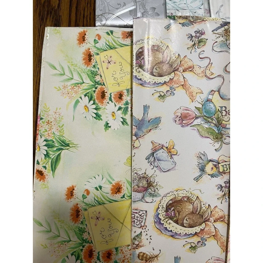 Vintage Gift Wrapping Paper Flat Wrap Sheet Packages Mixed Lot Occasions